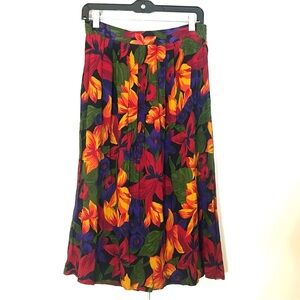 Vintage 80s Floral Midi Skirt